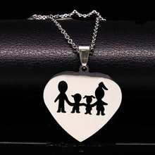 Load image into Gallery viewer, Stainless Steel Girls Boys Necklace Women Mama Kids Neckless Jewelry Accessories Silver Color Family Necklaces Jewerly N7191