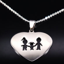 Load image into Gallery viewer, Stainless Steel Girls Boys Necklace Women Mama Kids Neckless Jewelry Accessories Silver Color Family Necklaces Jewerly N7191