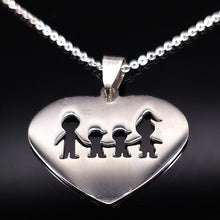 Load image into Gallery viewer, Stainless Steel Girls Boys Necklace Women Mama Kids Neckless Jewelry Accessories Silver Color Family Necklaces Jewerly N7191