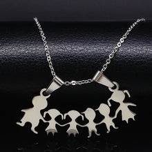 Load image into Gallery viewer, Stainless Steel Girls Boys Necklace Women Mama Kids Neckless Jewelry Accessories Silver Color Family Necklaces Jewerly N7191