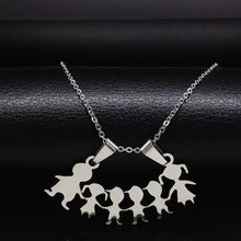 Load image into Gallery viewer, Stainless Steel Girls Boys Necklace Women Mama Kids Neckless Jewelry Accessories Silver Color Family Necklaces Jewerly N7191