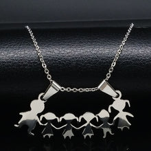 Load image into Gallery viewer, Stainless Steel Girls Boys Necklace Women Mama Kids Neckless Jewelry Accessories Silver Color Family Necklaces Jewerly N7191