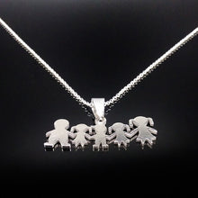 Load image into Gallery viewer, Stainless Steel Girls Boys Necklace Women Mama Kids Neckless Jewelry Accessories Silver Color Family Necklaces Jewerly N7191
