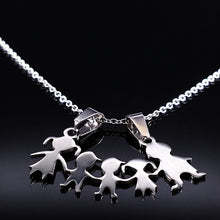 Load image into Gallery viewer, Stainless Steel Girls Boys Necklace Women Mama Kids Neckless Jewelry Accessories Silver Color Family Necklaces Jewerly N7191