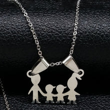 Load image into Gallery viewer, Stainless Steel Girls Boys Necklace Women Mama Kids Neckless Jewelry Accessories Silver Color Family Necklaces Jewerly N7191